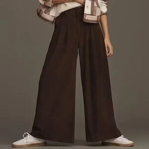 Maeve by Anthropology Chocolate Wide-Leg Corduroy Pants
